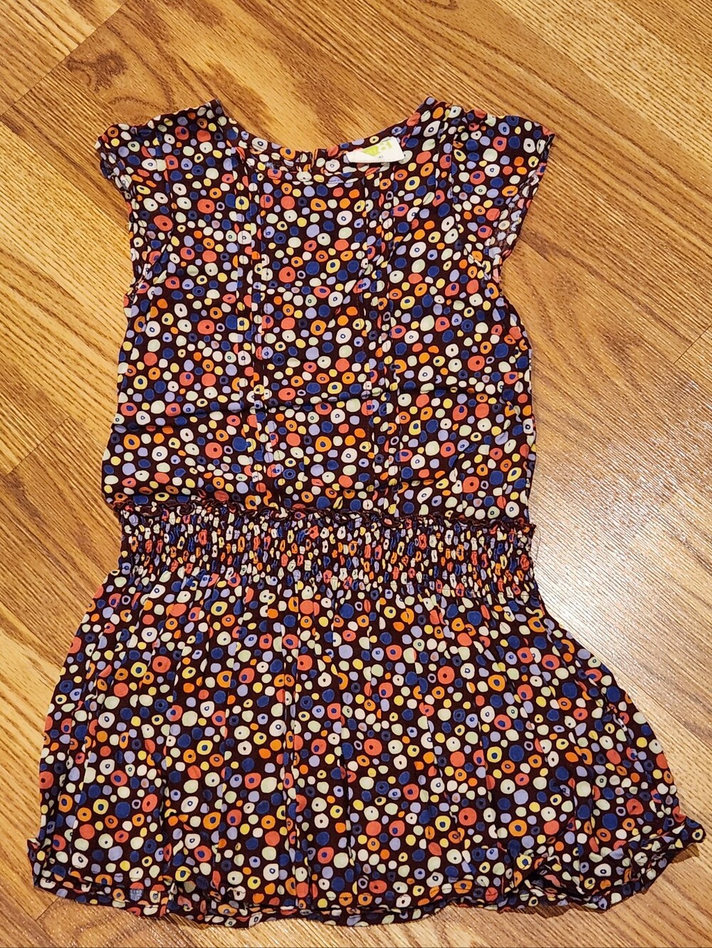 Girls' Brown Polka Dot Knit Onepiece. Casual Summer Dress.